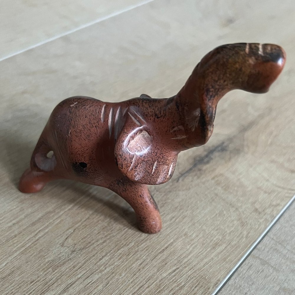 Hand Carved Stone Elephant Figurine